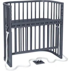 Babybay Boxspring Beistellbett Comfort Plus Schiefergrau Lackiert