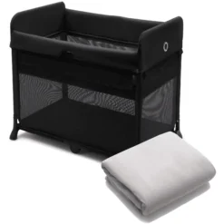 Bugaboo Reisebett Stardust Black Inklusive Gratis Baumwollspannbettlaken Stardust Mineral White
