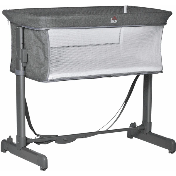 HOMCOM Kinderreisebett Mit Matratze Grau 1 HOMCOM Kinderreisebett Mit Matratze Grau