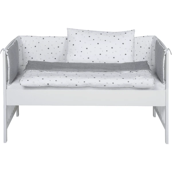 Schardt Komplettbeistellbett Micky Weiß Sternchen Grau 1 Schardt Komplettbeistellbett Micky Weiß Sternchen Grau