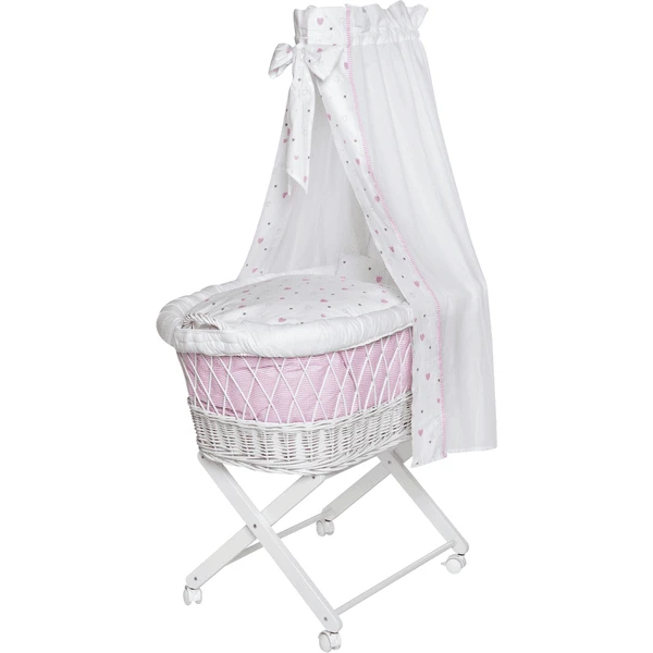 Schardt Stubenwagen Babsi Weiß Herzchen Rosa 1 Schardt Stubenwagen Babsi Weiß Herzchen Rosa