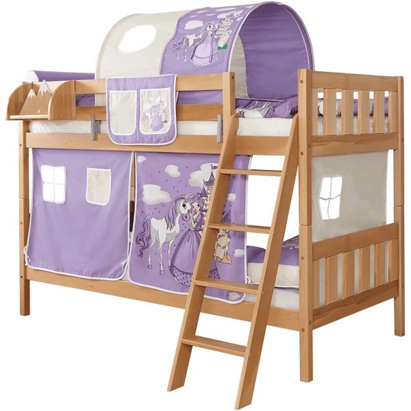 TiCAA Etagenbett Erni Buche Natur Horse Lila 1 TiCAA Etagenbett Erni Buche Natur Horse Lila