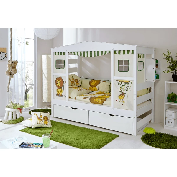 TiCAA Hausbett 2 Schubladen Safari 1 TiCAA Hausbett 2 Schubladen Safari