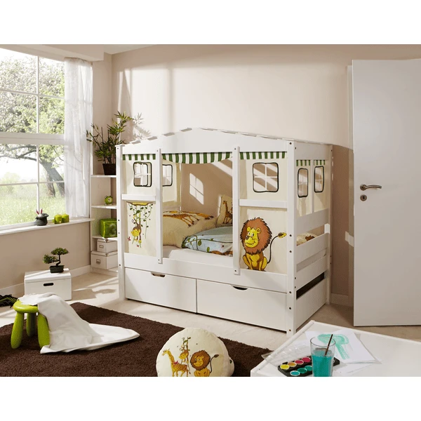 TiCAA Hausbett Mini Mit 2 Schubladen Safari 1 TiCAA Hausbett Mini Mit 2 Schubladen Safari