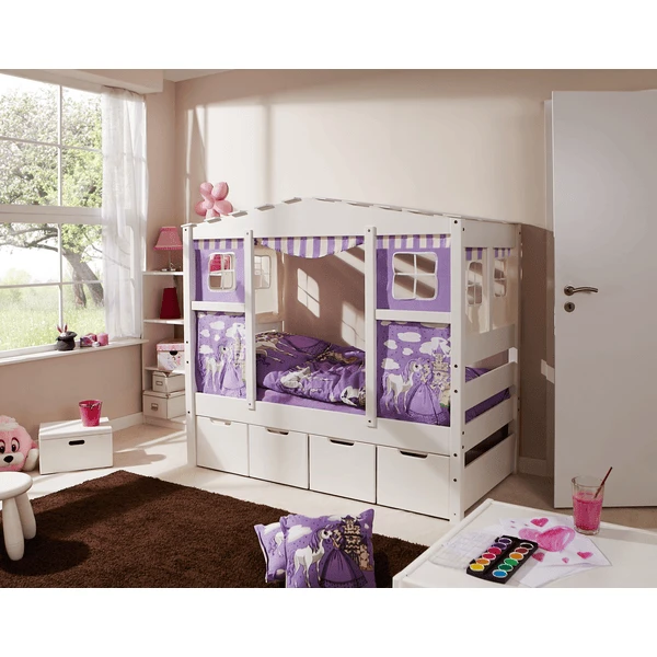 TiCAA Hausbett Mini Mit 4 Schubladen Prinzessin Lila 1 TiCAA Hausbett Mini Mit 4 Schubladen Prinzessin Lila