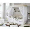 TiCAA Himmelbett Beige Mit 2 Schubladen