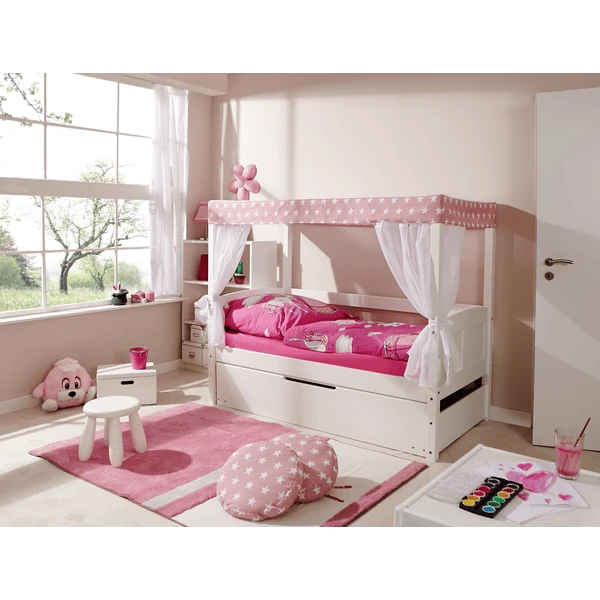 TiCAA Himmelbett Mini Mit Zusatzbett Stern Rosa 1 TiCAA Himmelbett Mini Mit Zusatzbett Stern Rosa