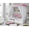 TiCAA Himmelbett Rosa Mit 2 Schubladen