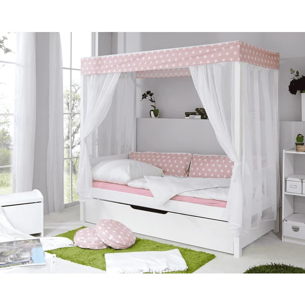TiCAA Himmelbett Stern Rosa Mit Zusatzbett 1 TiCAA Himmelbett Stern Rosa Mit Zusatzbett