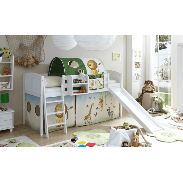 TiCAA Rutschbett Ekki Country Kiefer Weiß Safari 1 TiCAA Rutschbett Ekki Country Kiefer Weiß Safari