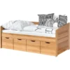 TiCAA Sofabett Mini Micki Buche Mit 4 Schubladen Inkl. Matratze