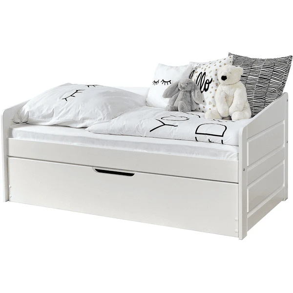 TiCAA Sofabett Mini Micki Buche Weiß Mit Zusatzbett Inkl. 2 Matratzen 1 TiCAA Sofabett Mini Micki Buche Weiß Mit Zusatzbett Inkl. 2 Matratzen